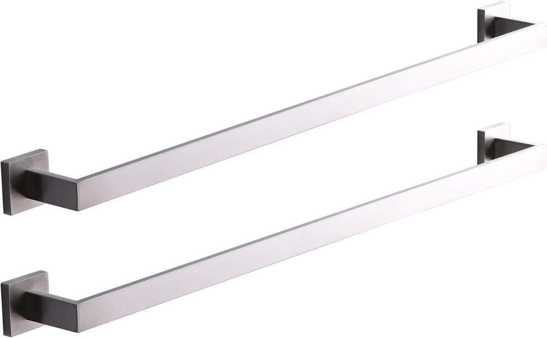 Bath Towel Bar, 32-Inch Towel Racks, Square Thicken Towel Holder, Wall Mounted Shower Towel Rail Hanger, Stainless Steel,Bathroom Accessories (Brushed Nickel, 2 Pack)