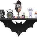 HZYSLYJ Bat Shelf Floating Shelves for Wall,15.5 inch Wall Shelf with 3 Key Hooks,Black Shelves for Living Room Bedroom Kitchen Gothroom
