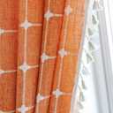 Deeprove Boho Curtains 96 Inches Long for Bedroom Living Room, Cotton Linen Plaids Textured Semi Blackout Bohemian Farmhouse Fall Window Treatment Grids Drape Tassels, 1 Panel W52 x 96, Burnt Orange