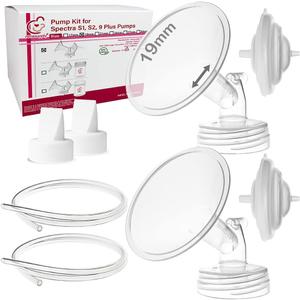 Nenesupply 19mm Flange Pump Kit Compatible w Spectra S2 S1 Breast Pumps Replacement for Spectra Pump Parts S2 Parts Accessories Inc Flange Duckbill Valve Backflow Protector Bottle for Pumping