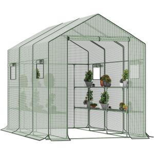 9.75 ft Big Greenhouse, Waterproof Green Houses for Outdoor Garden, Portable Greenhouse for Yard with Roll-Up Zipper, 18 Shelves - Walk-in(9.75x6.9x5.6ft)