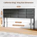 King/Cal King Size Upholstered Headboard, Adjustable Head Boards with LED Light & Charging Station, Bed Headboard Only, Attach Frame, Ideal for Bedroom, Dorm, Guest Room, Dark Grey
