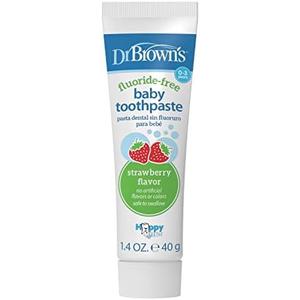 Pack Of 3 Dr. Brown’s Fluoride-Free Baby Toothpaste, Infant & Toddler Oral Care, Strawberry, 1-Pack, 1.4oz/40g, 0-3 years