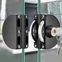 Glass Door Lock with 3 Keys Fits on 10 mm to 12 mm Door, Frameless Push Sliding Door Lock Security with Double Swing (Black)
