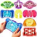 8 Pack Squeeze Fidget Toys for Kids,Squishy Sensory Tube with Maze Bead,Colorful Goo,Glitter Sequins,Stress Anxiety Relief Calming Toys for Easter Basket Stuffers Classroom Prizes