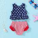 YOUNGER TREE Toddler Baby Girls Summer Swimsuit Sleeveless Striped Swimwear Two-Piece Suit Beach Bikini (Red, S) 18-24M