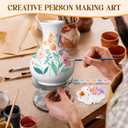 Fuyoooo 6 Sets Paint Your Own Vases Unpainted White Vases Ceramic Painting Kit for Adults with Paint Brushes, Underglaze Paints and Palettes for Christmas Birthday Party Activity Gift Art DIY Supplies