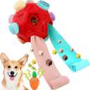 Dog Snuffle Ball-Interactive Puzzle Dog Toys Encourage Natural Foraging Skills Slow Feeder for Training and Stress Relief, Cloth Strip Hiding Food Chew Toys for Any Size Dogs (Red Macaron)