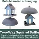 North States - Two-Way Squirrel Baffle: Squirrel Guard for Bird Feeders; Protects Hanging or Pole Mounted Birdfeeders - Gray