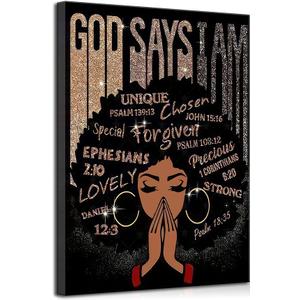 KecKoth God Says I Am Canvas Wall Art 16x24 Inch