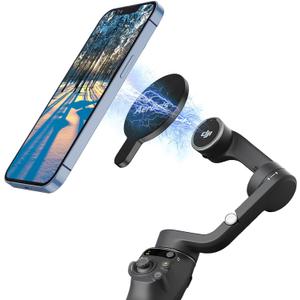 OM Magnetic Phone Mount for DJI Osmo Mobile 8/7P/OM 7/OM 6/SE/OM 5/OM 4 SE/OM 4 Magsafe Quick-Release Adapter Magnet Clamp Clip, Mounting for Video Photo Shooting Phone DJI Gimbal Accessories (Black)