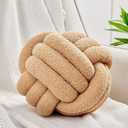 Uvvyui Knot Pillow Ball, Soft Home Decorative Pillows, Round Throw Pillow, Handmade Knotted Plush Pillow, Round Boucle Pillow Cushion (14 Inches Khaki) (Large (Pack of 1))