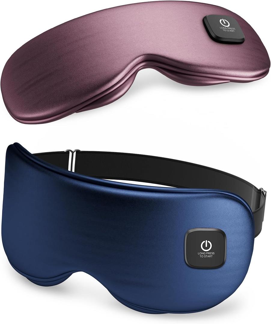 Heated Eye Mask - Cordless Eye Mask for Dry Eyes, Eye Relief, Improved Sleep, Washable Eye Heating pad for Travel and with Replaceable Shell (Blue)