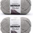Bernat Blanket Pale Gray Yarn - 2 Pack of 300g/10.5oz - Polyester - 6 Super Bulky - 220 Yards - Knitting/Crochet