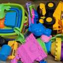 Beach Toys, 40Pcs Sand Toys with 4 Beach Construction Vehicles, 4 Collapsible Beach Bucket, Sand Castle Building Kit, Sand Molds, Shovel Set, Mesh Bag, Summer Outdoor Toys for Kids Ages 4-8