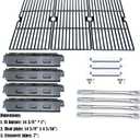 Parts Kit DG158 Grill Burner & Carryover tubes & Heat Plate & Cast Iron Cooking Grid Replacement for Charbroil 463420507, 463460508 463420509, 463460710 463460711 463460712 Gas grill