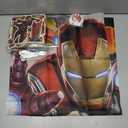 Cartoon Birthday Decorations Party Supplies Set Include Happy Birthday Banner, Latex Balloons, Backdrop, Tablecloth, Hanging Swirls, Cupcake Toppers for Teen Iron Man Theme