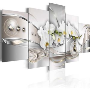 Vibrant Flower Pearl Orchids Canvas Wall Art Modern Decor 5 Pieces Print Painting White Floral HD Picture Bedroom Living Room Framed Ready to Hang