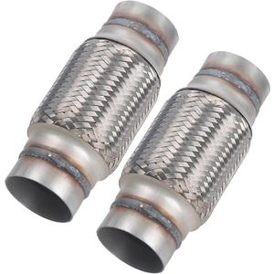2 Pcs Exhaust Flex Pipe, 2.5''x 6''Stainless Steel Heavy Duty Exhaust Flex Pipe, Double Braid Exhaust Flex Tube, Overall Length 8''