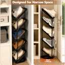 2 Pack Sloping Narrow Shoe Rack 5 Tiers - Free Standing Vertical Shoes Racks for Small Spaces and Corner, Shoe Storage Organizer for Entryway, Tall Slim Shoe Shelf Cabinet for Shoes Boots - Black