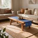 Solino Home Medium Weight Linen Table Runner - 100% Pure Linen Natural Fabric, European Flax Table Runner - 14 x 48 Inch, Blue