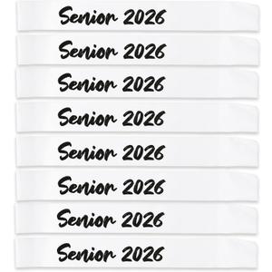 8PCS White Senior 2026 Sashes with Black Glitter Letters - Cheerleader Sash Graduation Party Decoration Class Of 2026 Celebration Party Supplies