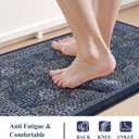 Collive Anti Fatigue Kitchen Mats, Cushioned Kitchen Rugs Set of 2 Waterproof Non Slip Desk Mat, Comfort Standing Rug Dark Blue Floral Carpet for Office, Sink, Laundry, 17.3"x29"+17.3"x47"