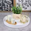 Round White Decorative Serving Tray with Handles, 13 Versatile Ottoman Tray for Coffee Table, Entertaining, Outdoor Patio, Living Room