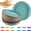 HEYCOME 12 Pcs Unbreakable Deep Dinner Plates Set, 9 inch Reusable Plastic Wheat Straw Plates, Microwave and Dishwasher Safe Plate for Kitchen, Lightweight Plate for Dessert, BPA Free, 6 Colors