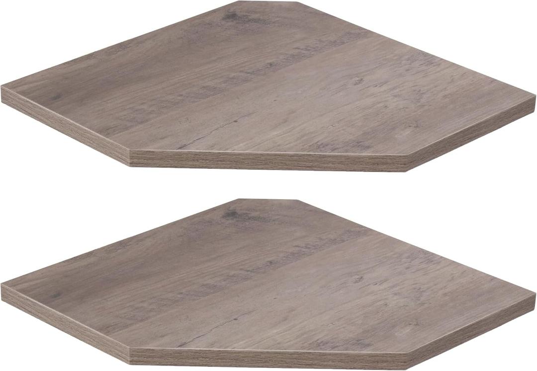 Corner Shelf Wall Mount, Floating Corner Shelves, Set of 2 Corner Wall Shelf Organizer, Rustic Wood Wall Storage Display Shelves for Living Room Bedroom Bathroom Kitchen, Rustic Grey