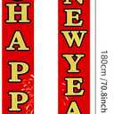Happy New Year Door Banner Set 71 X 12 Inch Red And Gold Vertical Hanging Porch Decoration Front Door Hanging Sign Holiday Countdown Party Entryway Fireplace Wall Home Decor With