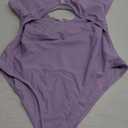 AI'MAGE Womens One Piece Swimsuits Tummy Control Bathing Suit 2025 Cutout High Waisted V Neck Monokini Swimwear (Large, Lilac Purple)