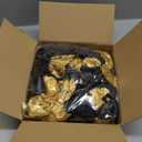 LELEE 108pcs Black Gold Roses Head Flowers with Long Stem - Bridal Artificial Flowers Rose Bulk - Silk Gold Black Rose Fake Flower for Wedding Bouquet Balls Arrangement Table Centerpieces Party Decor