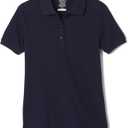 French Toast Womens Short Sleeve Stretch Pique Polo Shirt (X-Small, Navy)