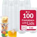 Reli. 1 oz Condiment Containers with Lids (100 sets) | Ideal for Sauce, Souffle, Samples, Jello Shot Cups | Disposable, BPA-Free Plastic | Small Containers 1oz, Bulk