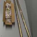 Warm Gold Corner Window Curtain Rods with Aluminum End Cap Finials and Brackets,1 Inch Diameter Bay Window Curtain Rods, 2 Sided 36-72 Inch Adjustable Drapery Rod