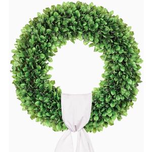 20 inch Artificial Boxwood Wreath for Front Door, Greenery Spring Summer Wreath for All Seasons with SashSt Patrick's Day Decoration, Farmhouse, Garden, Wedding, Indoor & Outdoor