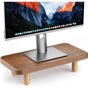 Monitor Stand - Wood Monitor Stand Riser for Laptop Computer/TV/PC/Printers, Dual Monitor Stand Riser (Walnut 15.75in)