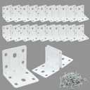 Alise 20PCS White L Brackets for Shelves, Heavy Duty Metal Shelf Brackets Corner Bracket, 90 Degree Joint Right Angle Bracket Small L Brackets for Wood Furniture Chair Drawer Cabinet (2X2 in)