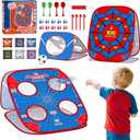 Spider Bean Bag Toss Game for Kids: 4-in-1 Cornhole Board Indoor Outdoor Toys for Kids Boys Girls 3 4 5 6 7 8 Year Old Birthday Gift, Outside Activity Beach Backyard Lawn Family Party Game