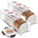 Tafura Bread Storage Container - 2 Pack BPA Free Plastic Bread Box with Ingeniously Tray - Airtight Container/Holder for Homemade Loaves and Baked Goods