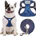 Puppytie No Pull Dog Harness with Multifunction Dog Leash,Soft Adjustable No Choke Escape Proof Pet Harness Vest for Medium Dogs,Glossy Sapphire Blue,M (M(16.5-31lb)