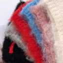 Women Fluffy Knit Beanie Hats Cute Bow Knot Cat Ear Hat Y2k Aesthetic Accessories Kawaii Stuff (One Size, Red)