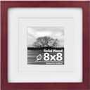 Egofine 8x8 Picture Frame Made of Solid Wood with Plexiglass, Display Pictures 4x4/6x6 with Mat or 8x8 Without Mat for Tabletop and Wall Mounting, Dark Red
