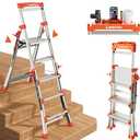 LANBITOU 5 Steps Aluminum Portable Folding Ladder for Stairs Home 330lbs