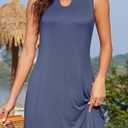 Women's Casual Summer Sleeveless Dresses Beach Boho Sundress Dress with Pockets (Purple, S)