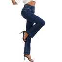 ECHOINE Womens Flare Bell Bottom Jeans Elastic High Waisted Wide Leg Bootcut Jeans Stretchy Leggings Deep Blue M