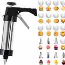 Cookie Press Gun Kit for Baking,Spritz Cookie Press Gun With 13 Cookie Discs+8 Icing Nozzles Perfect for DIY Christmas Cookies Maker and Decorating CookiesSilver