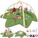 Baby Play Gym & Activity Mat, Leaf Shaped Tummy Time Mat with 8 Detachable Toys,Infant Play Mat for Stage-Based Sensory & Motor Skill Development,Christmas for Newborn Boys Girls