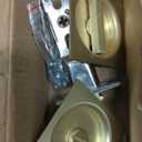 Goldenwarm Brushed Gold Pocket Door Lock with Pull, Square Pocket Door Hardware 2-3/8" Backset, Gold Pocket Door Handles 1 Pack